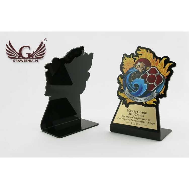 Trofeum Strażak z odznaką OSP - model DTA49 - wysokość 17cm - druk UV