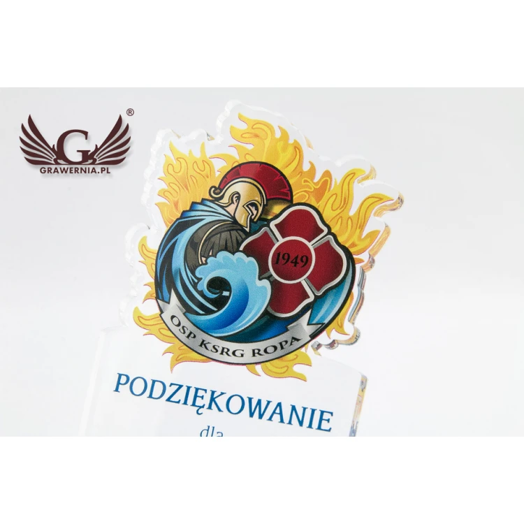 Trofeum Strażak z odznaką OSP - model DTA54 - wysokość 14,5cm - druk UV