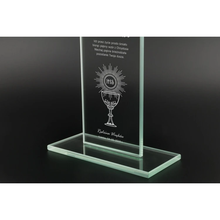 Trofeum szklane CULTI 19 cm - Pamiątka Pierwszej Komunii Świętej - TSZ060