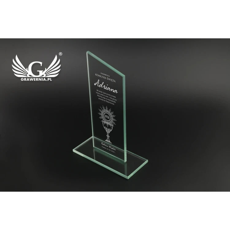 Trofeum szklane CULTI 19 cm - Pamiątka Pierwszej Komunii Świętej - TSZ060