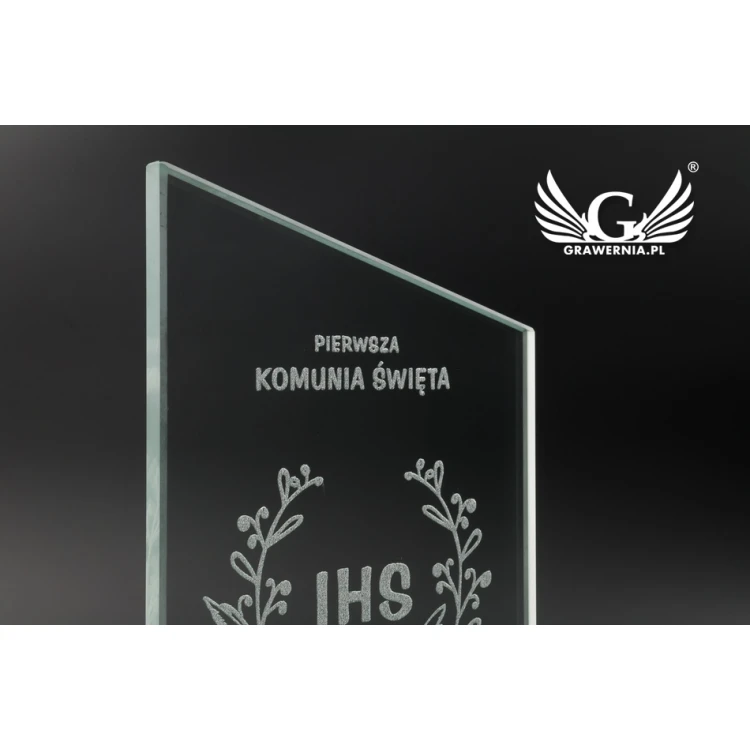 Trofeum szklane CULTI 19 cm - Pamiątka Pierwszej Komunii Świętej - TSZ061