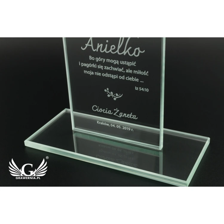 Trofeum szklane CULTI 19 cm - Pamiątka Pierwszej Komunii Świętej - TSZ061