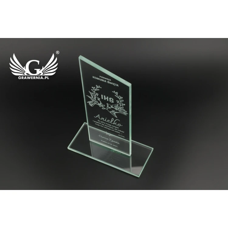 Trofeum szklane CULTI 19 cm - Pamiątka Pierwszej Komunii Świętej - TSZ061