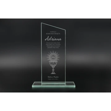 Trofeum szklane CULTI 19 cm - Pamiątka Pierwszej Komunii Świętej - TSZ060
