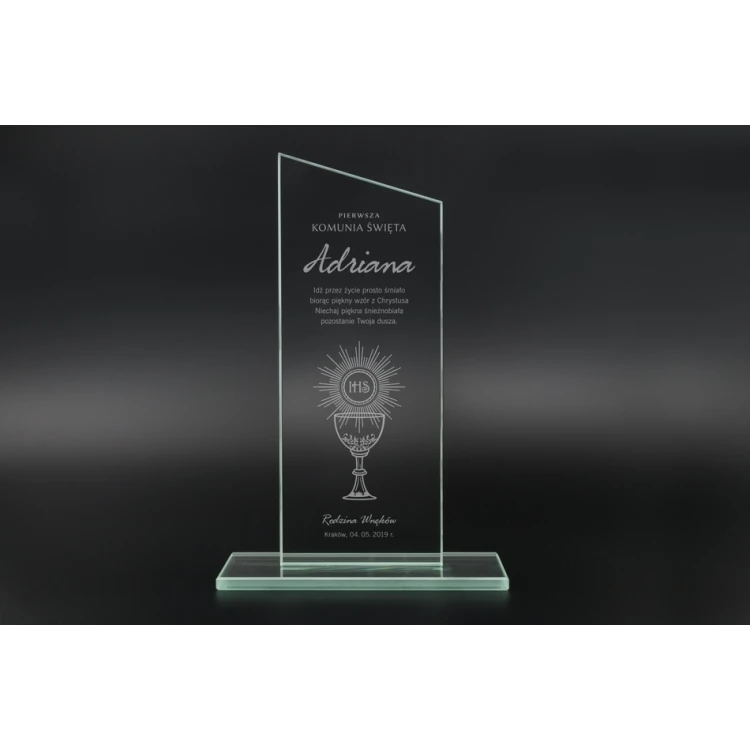 Trofeum szklane CULTI 19 cm - Pamiątka Pierwszej Komunii Świętej - TSZ060