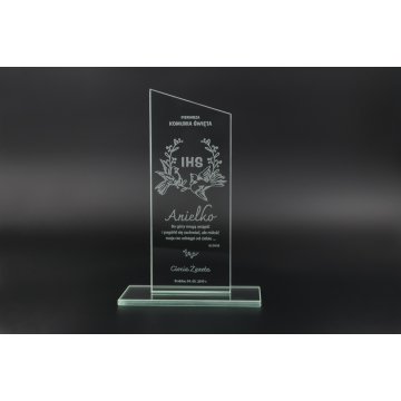 Trofeum szklane CULTI 19 cm - Pamiątka Pierwszej Komunii Świętej - TSZ061