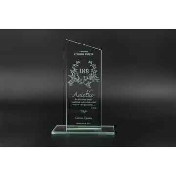 Trofeum szklane CULTI 19 cm - Pamiątka Pierwszej Komunii Świętej - TSZ061
