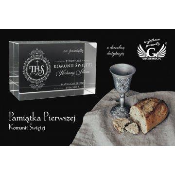 Trofeum szklane w etui NELI - Pamiątka Pierwszej Komunii Świętej - TSZ053