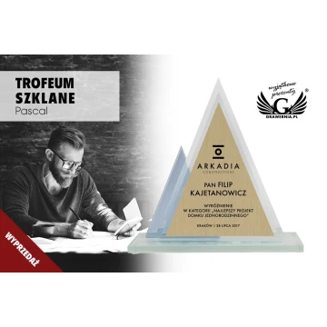 Trofeum szklane Pascal z laminatem grawerskim - TSZ086
