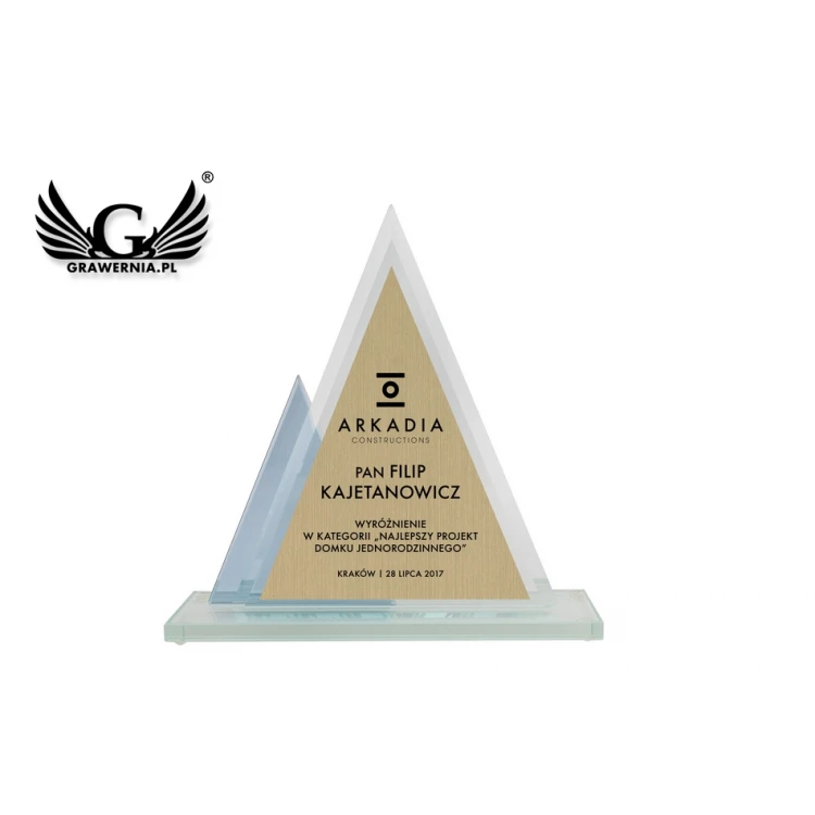Trofeum szklane Pascal z laminatem grawerskim - TSZ086