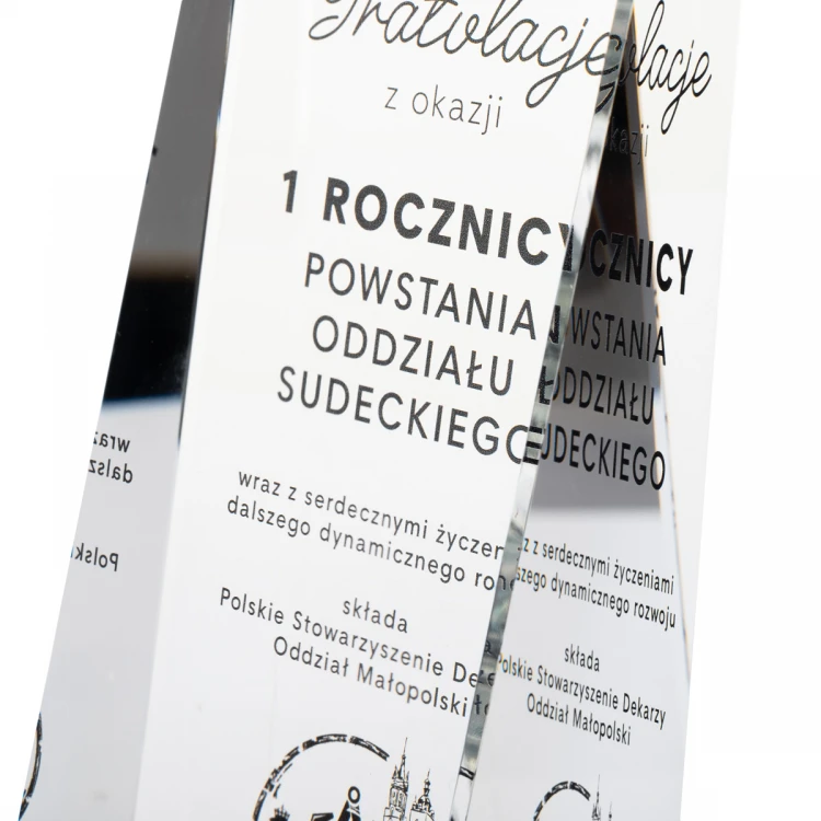 Trofeum szklane PERLA z nadrukiem UV - TSZ120 