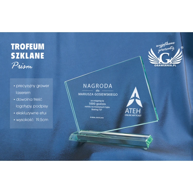 Trofeum szklane w etui - PRISM - grawerowane laserem - TSZ052
