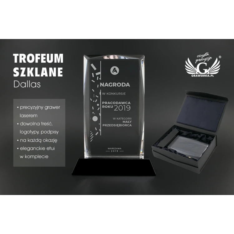 Trofeum szklane w etui - Dallas - TSZ091