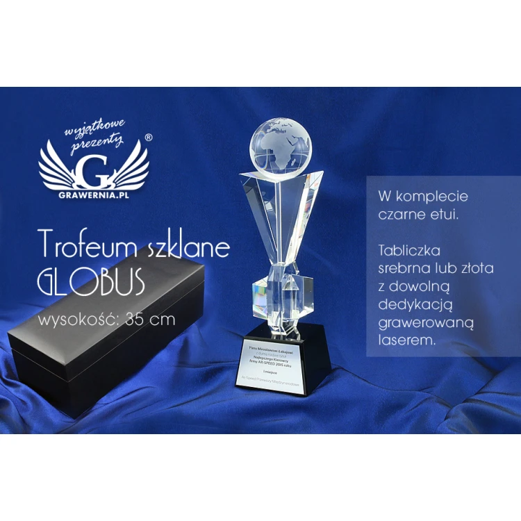 Trofeum szklane w etui - GLOBUS 