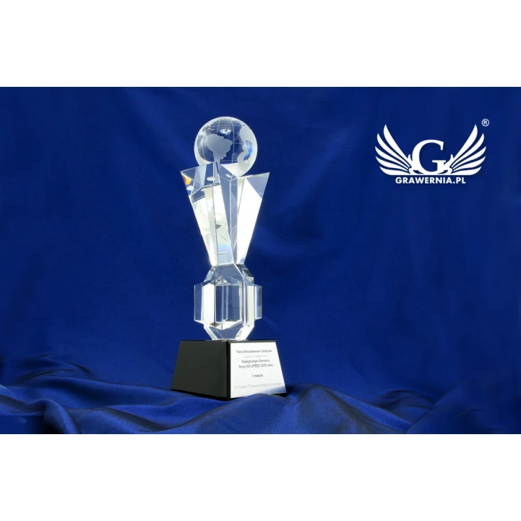 Trofeum szklane w etui - GLOBUS 