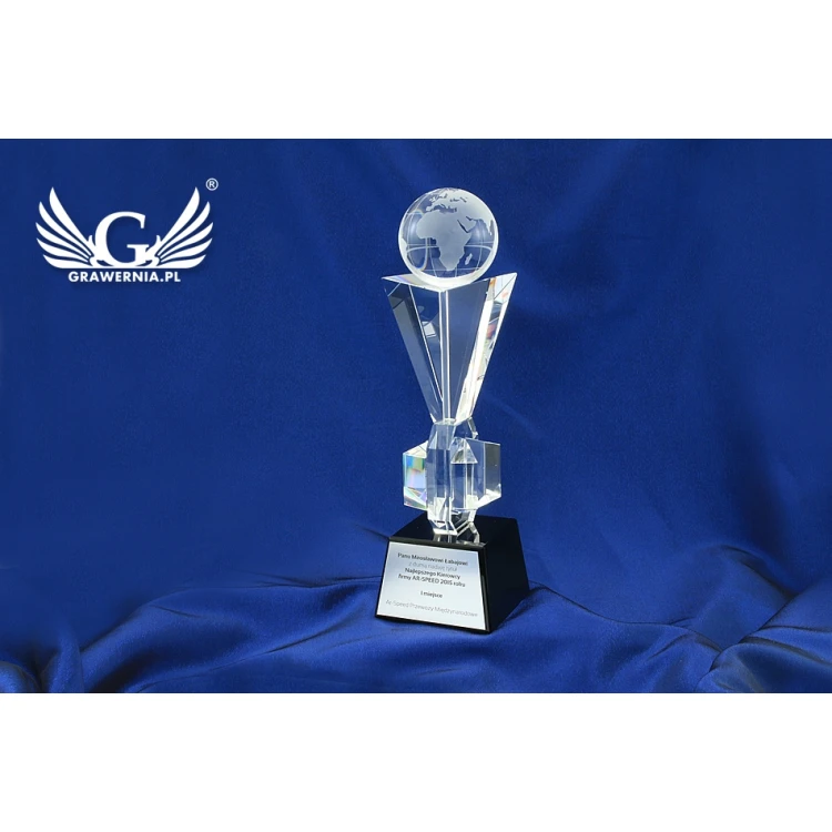 Trofeum szklane w etui - GLOBUS 