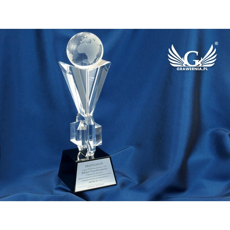 Trofeum szklane w etui - GLOBUS 