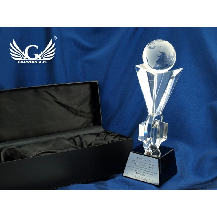 Trofeum szklane w etui - GLOBUS 