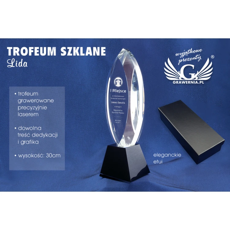 Trofeum szklane w etui - LIDA