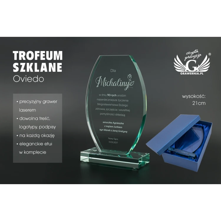 Trofeum szklane w etui - Oviedo - TSZ103