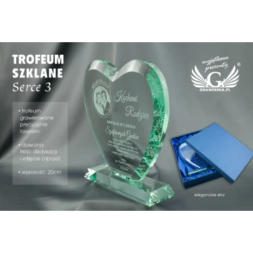 Trofeum szklane w etui - SERCE 3 - TSZ050