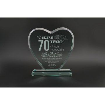 Trofeum szklane w etui - SERCE 3 - URODZINY - TSZ092