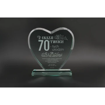 Trofeum szklane w etui - SERCE 3 - URODZINY - TSZ092