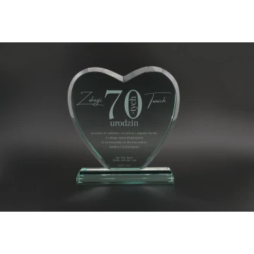 Trofeum szklane w etui - SERCE 3 - URODZINY - TSZ095