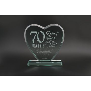 Trofeum szklane w etui - SERCE 3 - URODZINY - TSZ094