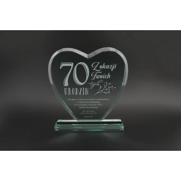 Trofeum szklane w etui - SERCE 3 - URODZINY - TSZ094