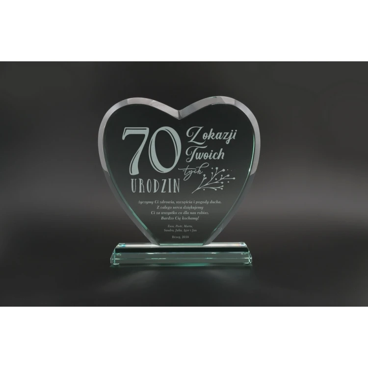Trofeum szklane w etui - SERCE 3 - URODZINY - TSZ094