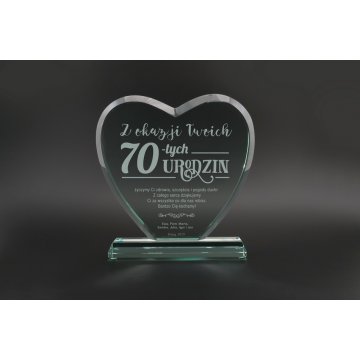 Trofeum szklane w etui - SERCE 3 - URODZINY - TSZ093