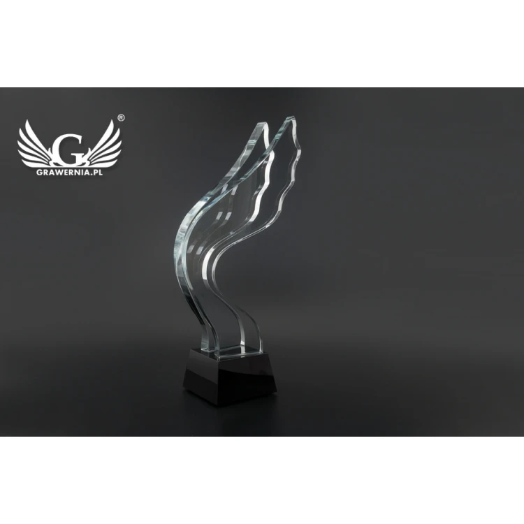 Trofeum szklane w etui - Skrzydła - TSZ105