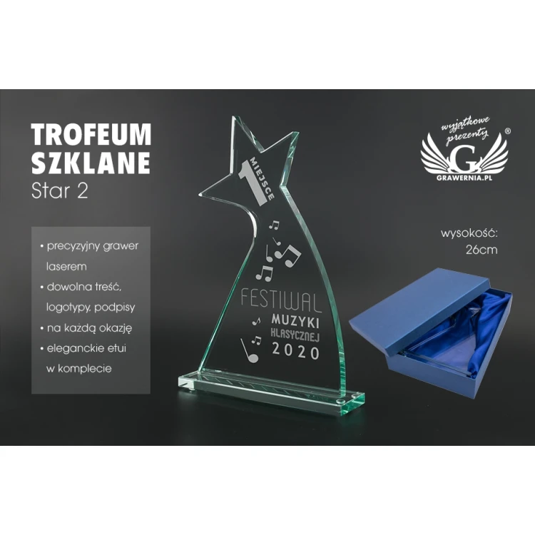 Trofeum szklane w etui - Star 2 - TSZ104