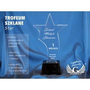 Trofeum szklane w etui - STAR