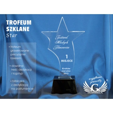 Trofeum szklane w etui - STAR