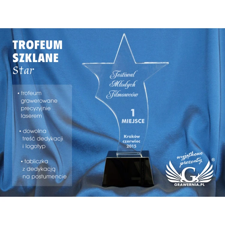 Trofeum szklane w etui - STAR