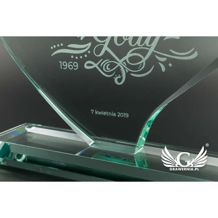 Trofeum szklane w etui z fotografią - SERCE 4 - TSZ072