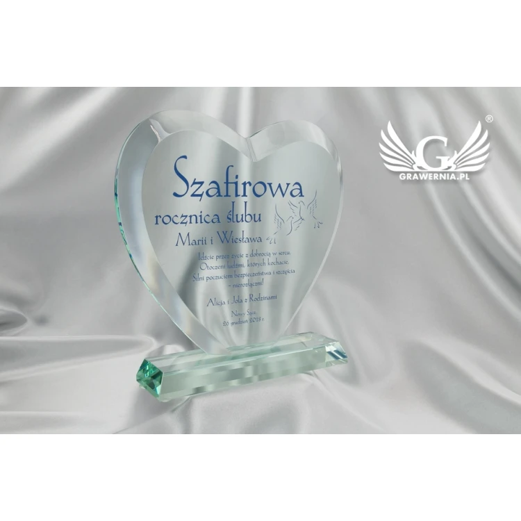 Trofeum szklane z nadrukiem UV - SERCE 3 - TSZ066