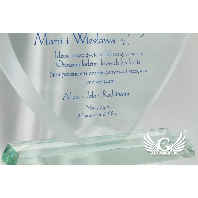 Trofeum szklane z nadrukiem UV - SERCE 3 - TSZ066