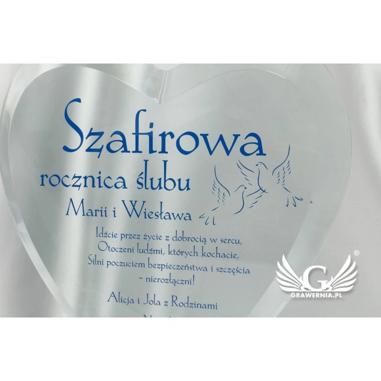 Trofeum szklane z nadrukiem UV - SERCE 3 - TSZ066