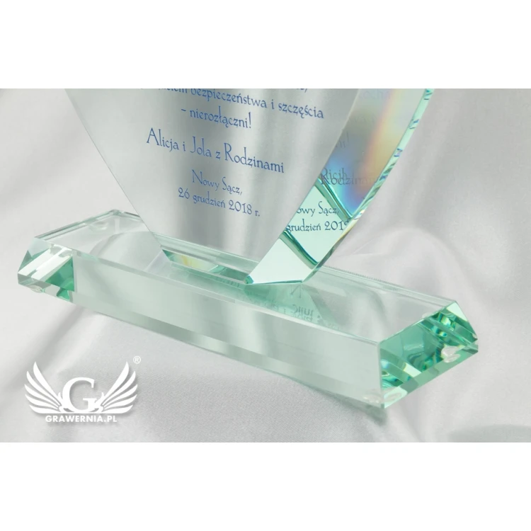Trofeum szklane z nadrukiem UV - SERCE 3 - TSZ066