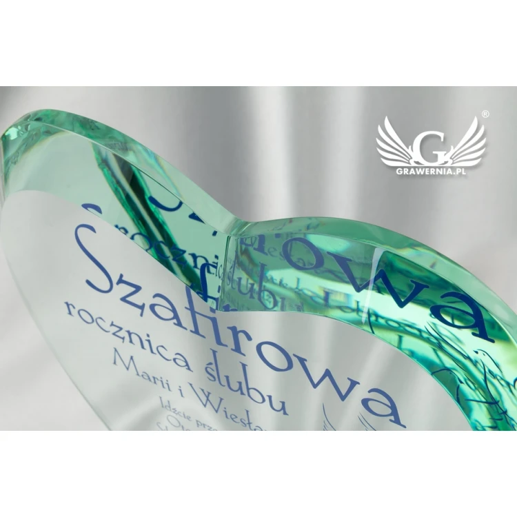 Trofeum szklane z nadrukiem UV - SERCE 3 - TSZ066
