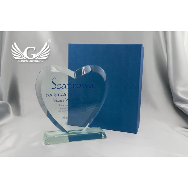 Trofeum szklane z nadrukiem UV - SERCE 3 - TSZ066