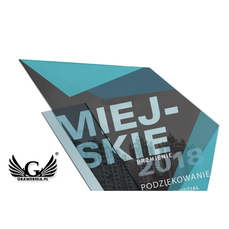 Trofeum szklane z nadrukiem UV - Patron - TSZ081