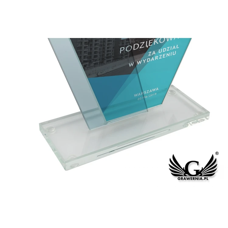 Trofeum szklane z nadrukiem UV - Patron - TSZ081