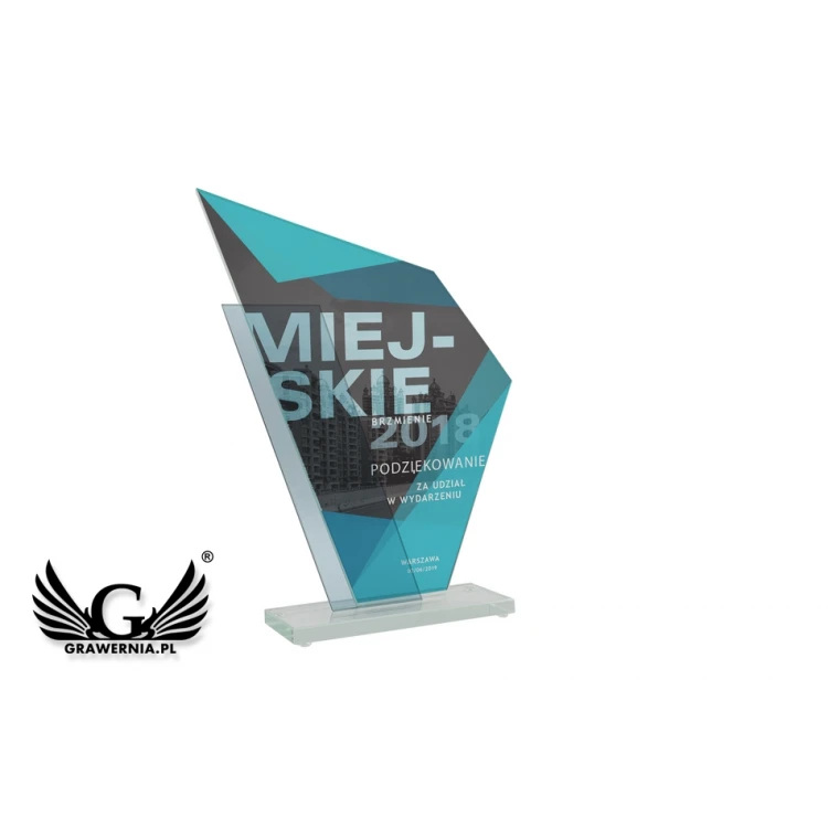 Trofeum szklane z nadrukiem UV - Patron - TSZ081