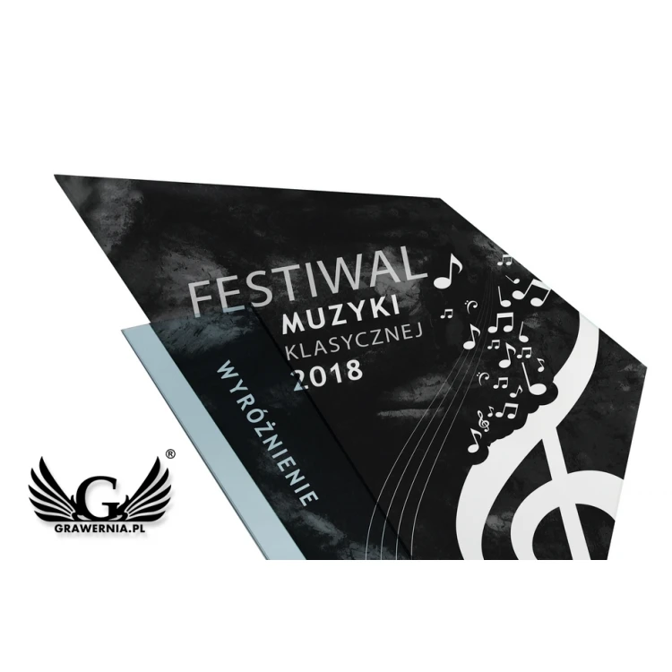 Trofeum szklane z nadrukiem UV - Patron - TSZ082