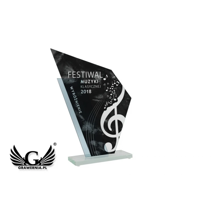 Trofeum szklane z nadrukiem UV - Patron - TSZ082