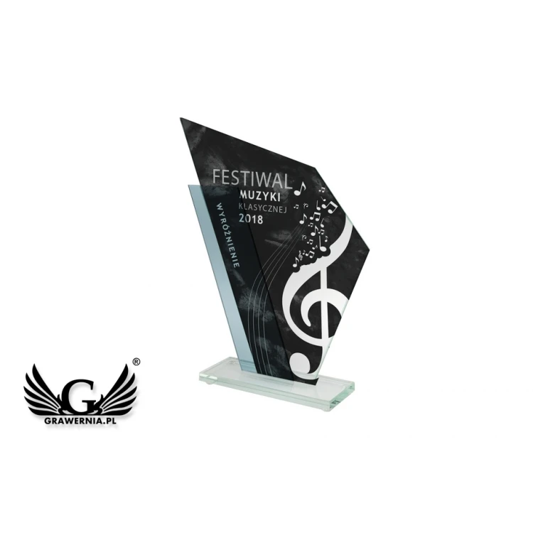 Trofeum szklane z nadrukiem UV - Patron - TSZ082